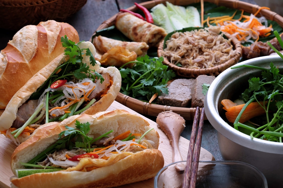 Vietnam eten Banh Mi baguette sandwich