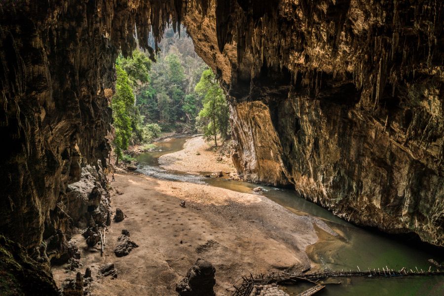 Thailand Tham Lot Amazing Natural Stalactite cave