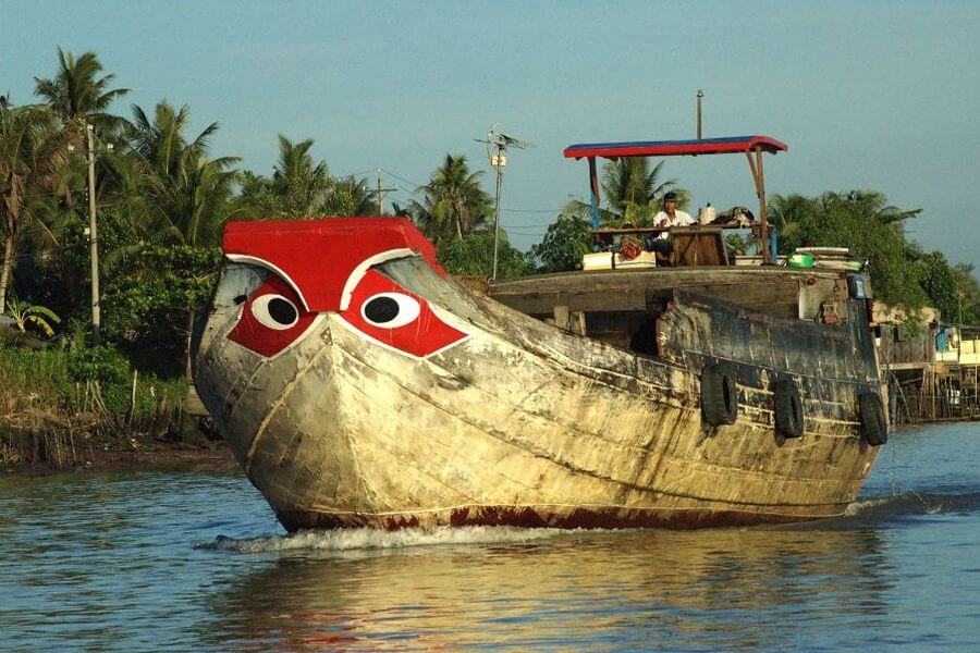 Vietnam Mekong Delta boot inwoner rivier