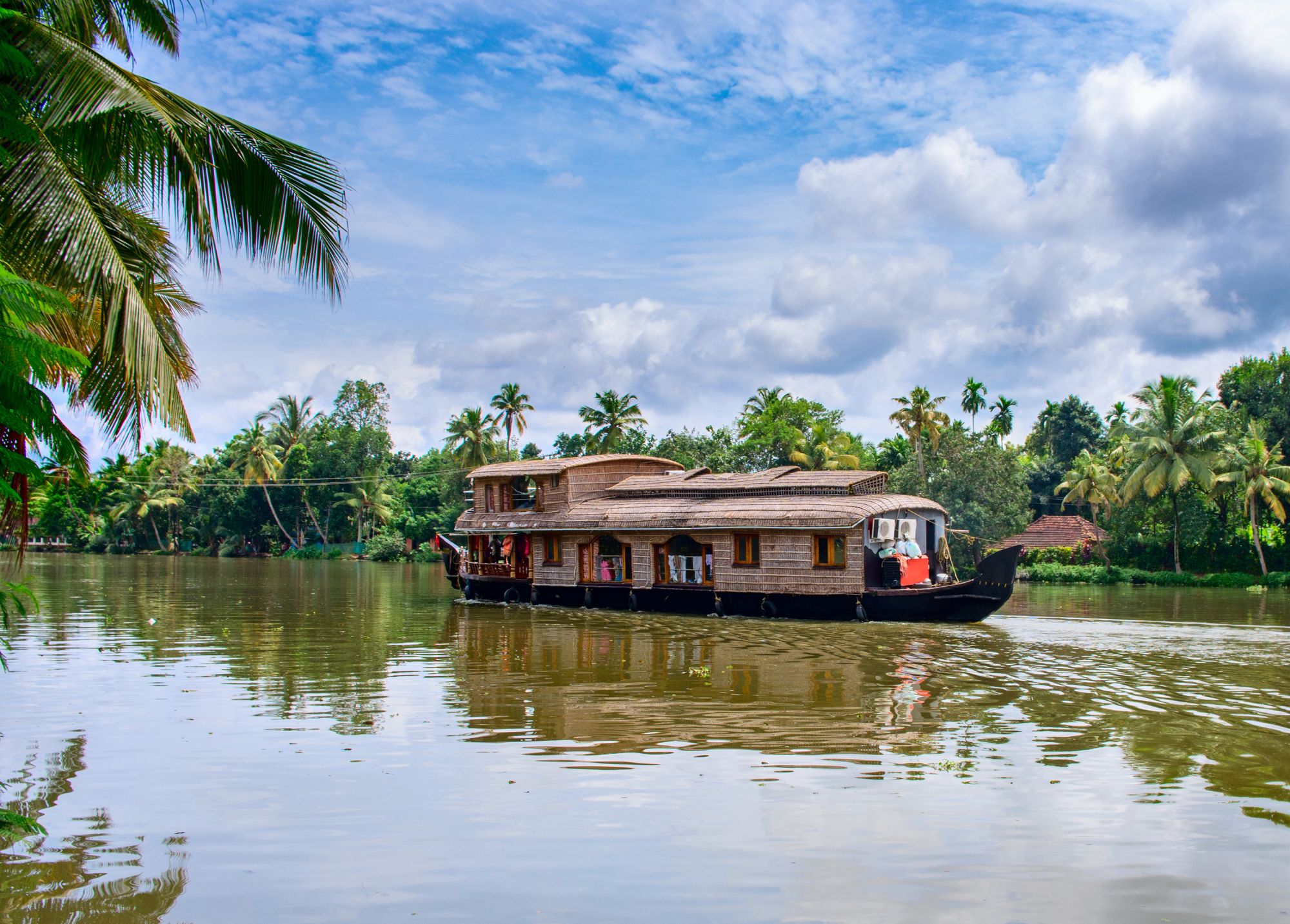 India Allepey houseboat in de backwaters 1