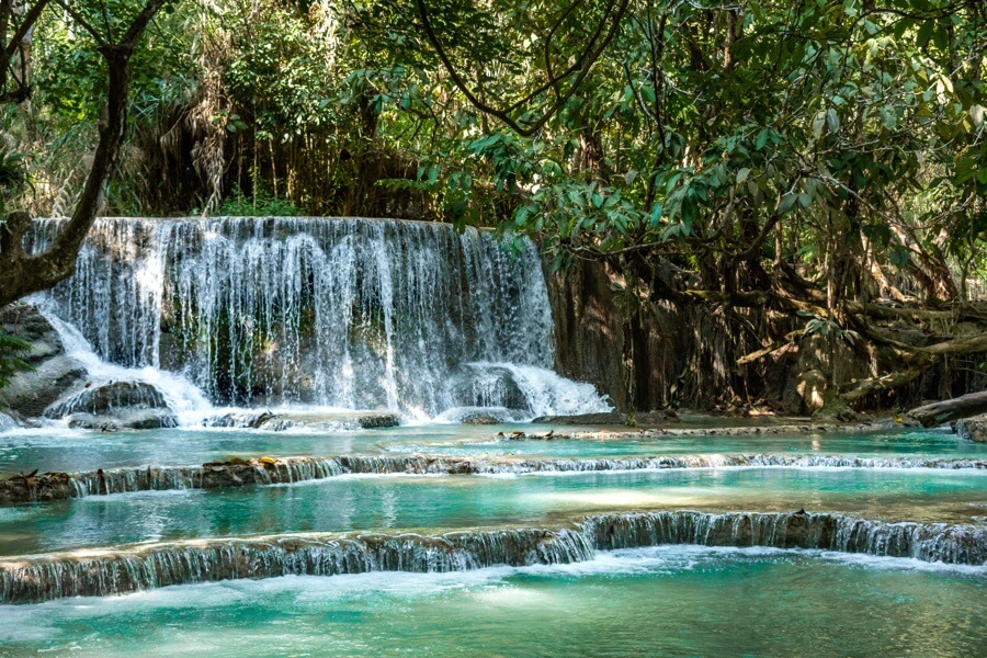 Laos Luang Prabang Kuang Si Watervallen