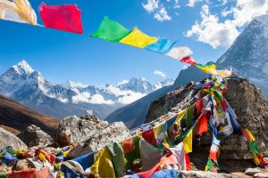 Nepal Himalayas Base Camp Mount Everest gebedsvlaggetjes