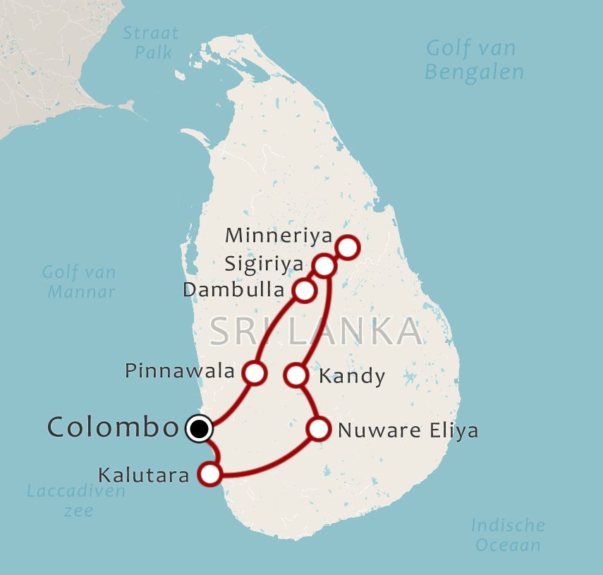 Routekaart 6 Daagse bouwsteen centrale hooglanden Sri Lanka