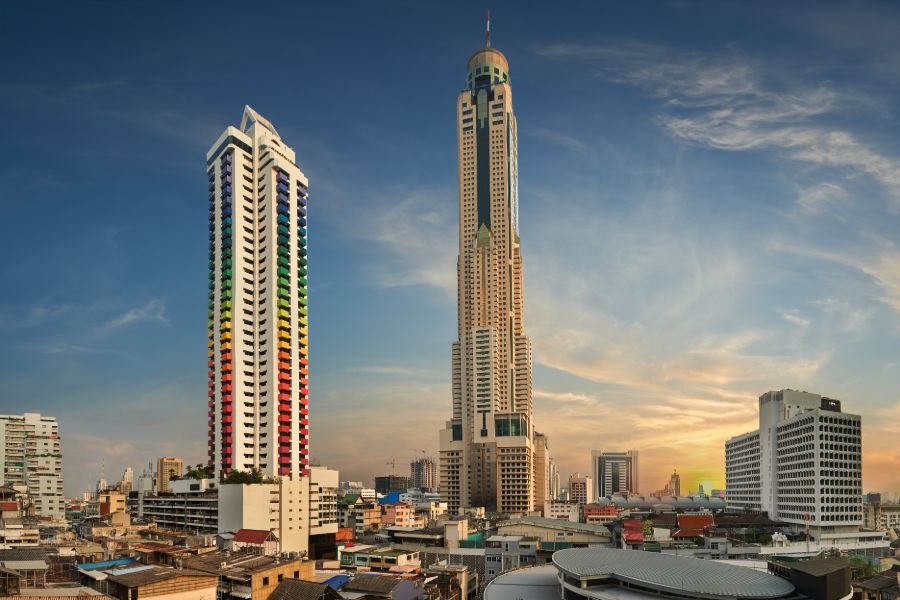Thailand Bangkok Ratchathewi district Baiyoke sky tower wolkenkrabber skyscraper hotel uitzichtpunt skyline 2