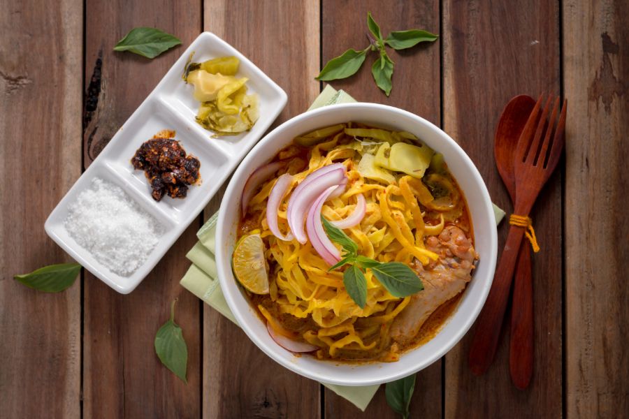 Thailand Thaise keuken eten Khao Soi noedelsoep