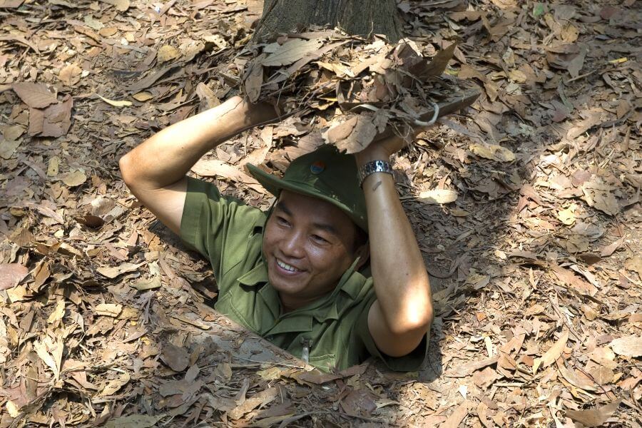 Vietnam Ho Chi Minhstad Soldaat Cu Chi Tunnels