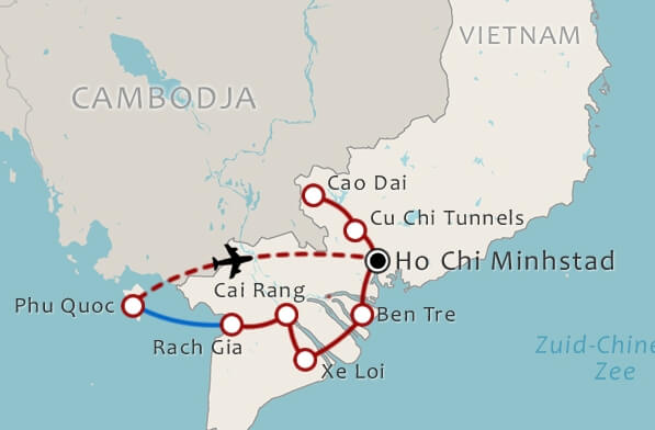 Vietnam Map 11 Daagse rondreis Zuid Vietnam
