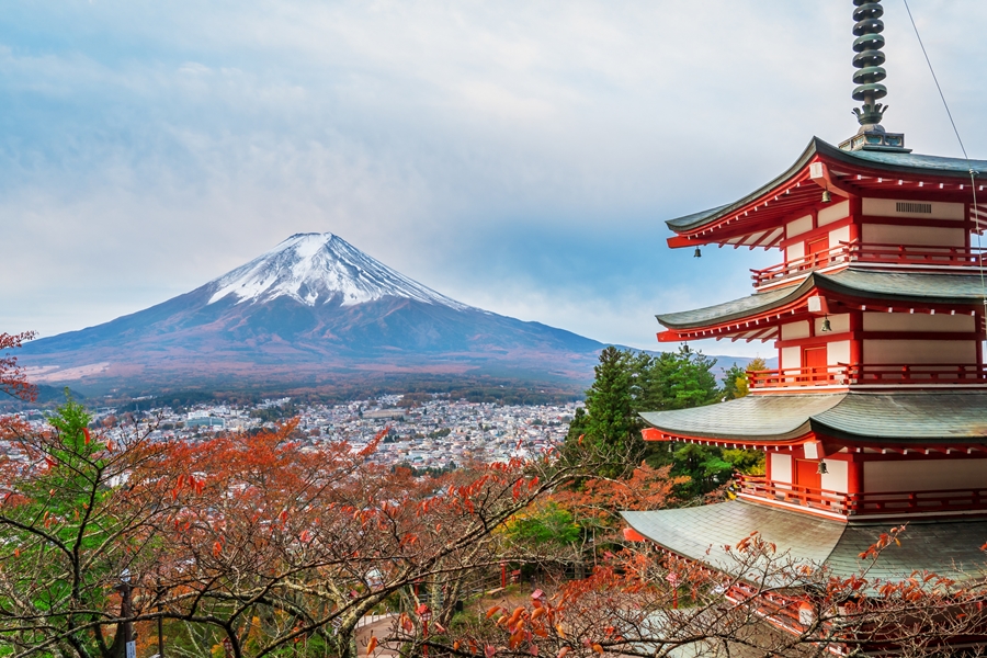 Japan Mount Fuji Chureito pagode panorama