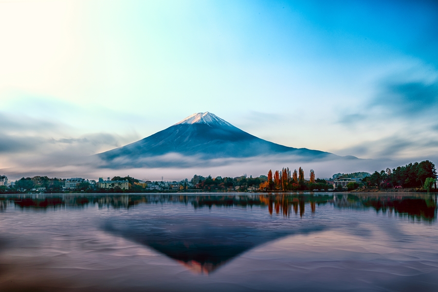 Japan Mount Fuji Reflectie in water