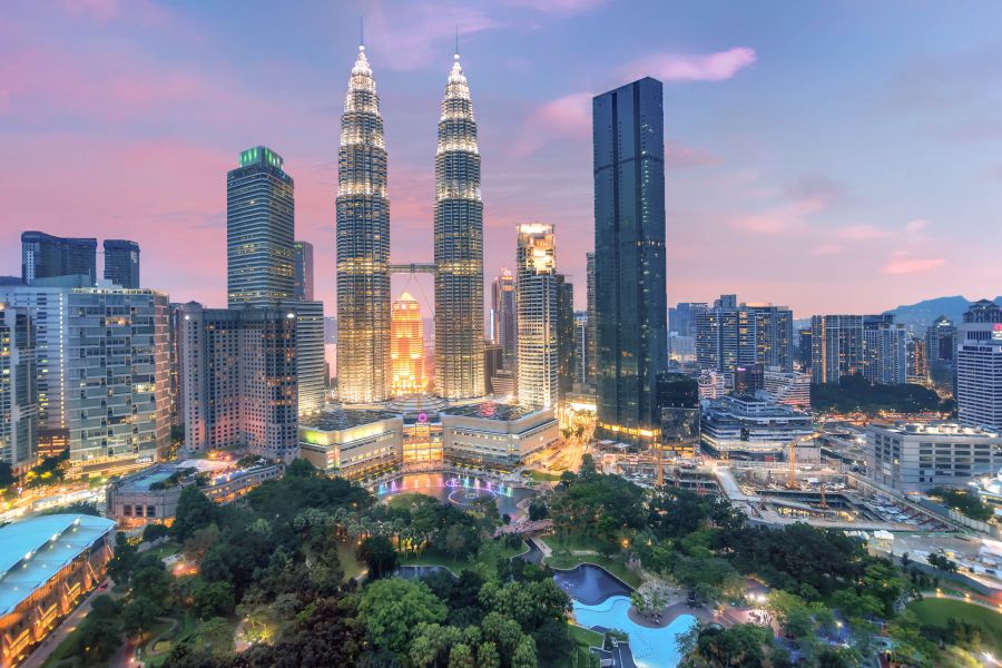 Maleisie Kuala Lumpur Twin towers Petronas avond
