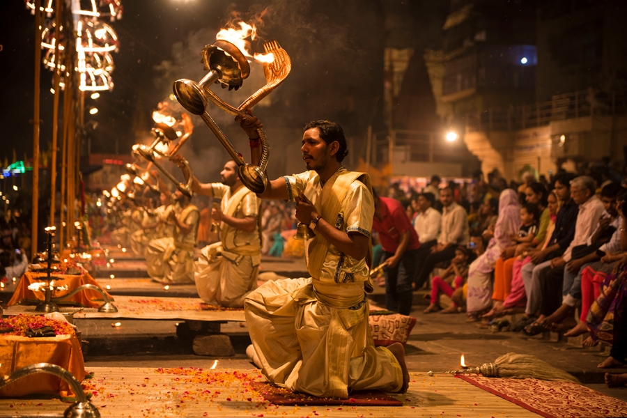 India Varanasi Ganga aarti ceremonie