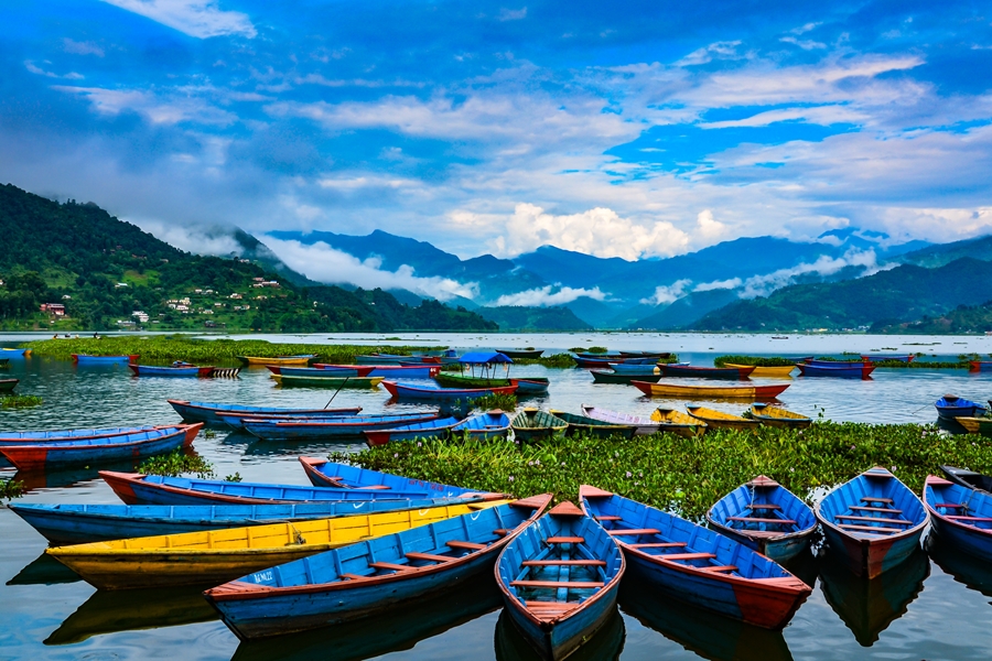 Nepal Pokhara Lake Phewa boten