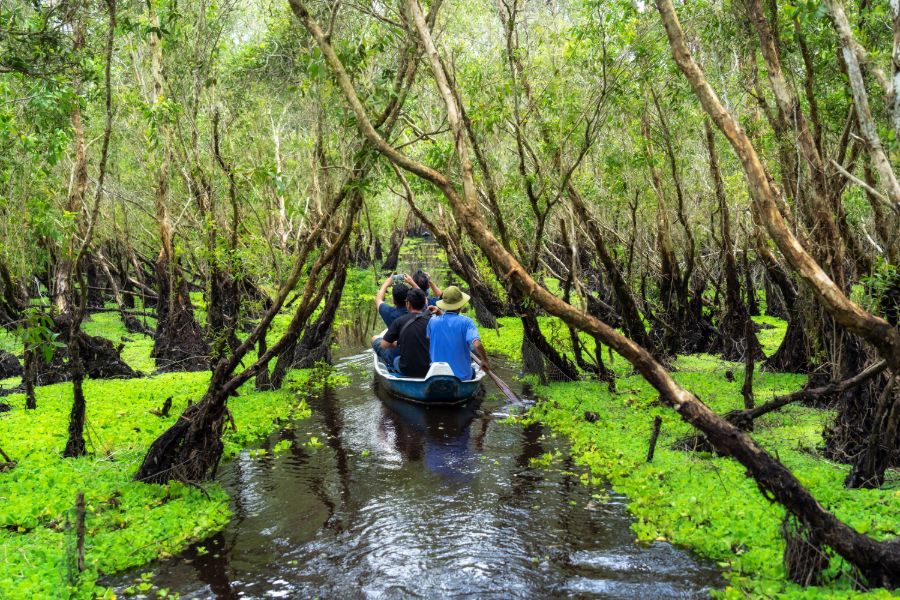 shutterstock 1187929699 traveler sightseeing traditional boat tra su forest mekong delta travel vietnam vietnamese asia asian can canal cu
