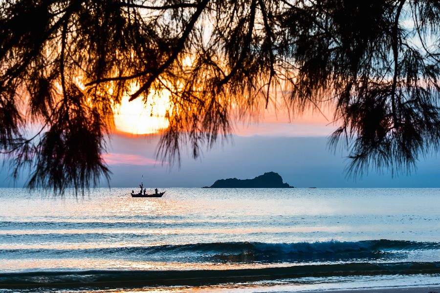 thailand hua hin zonsopkomst vissers