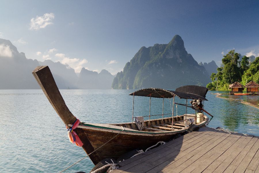 thailand kha sok cheow lan lake longtailboat