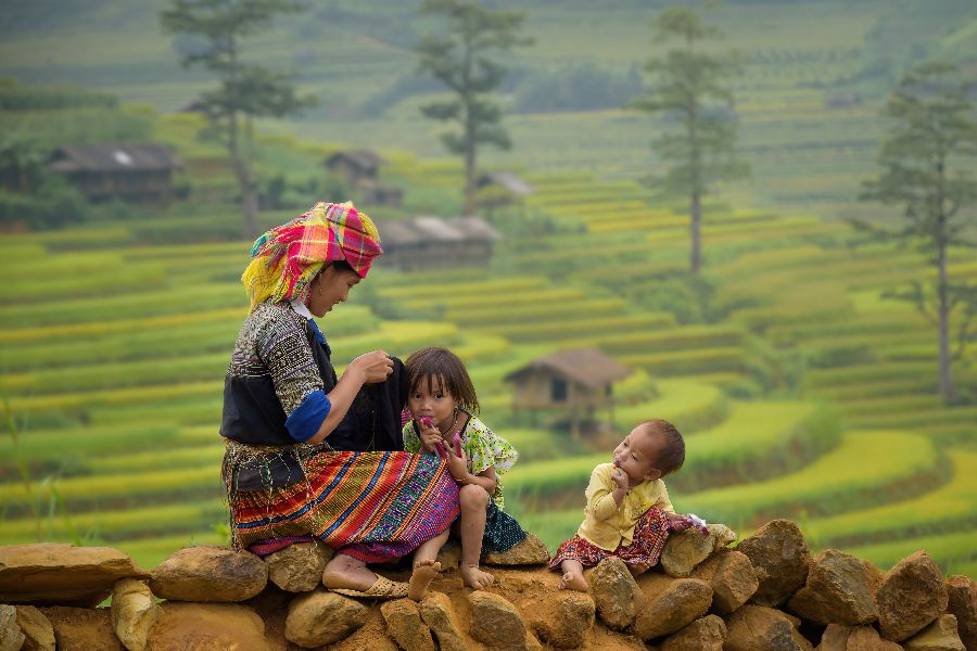 vietnam sapa moeder en kinderen familie