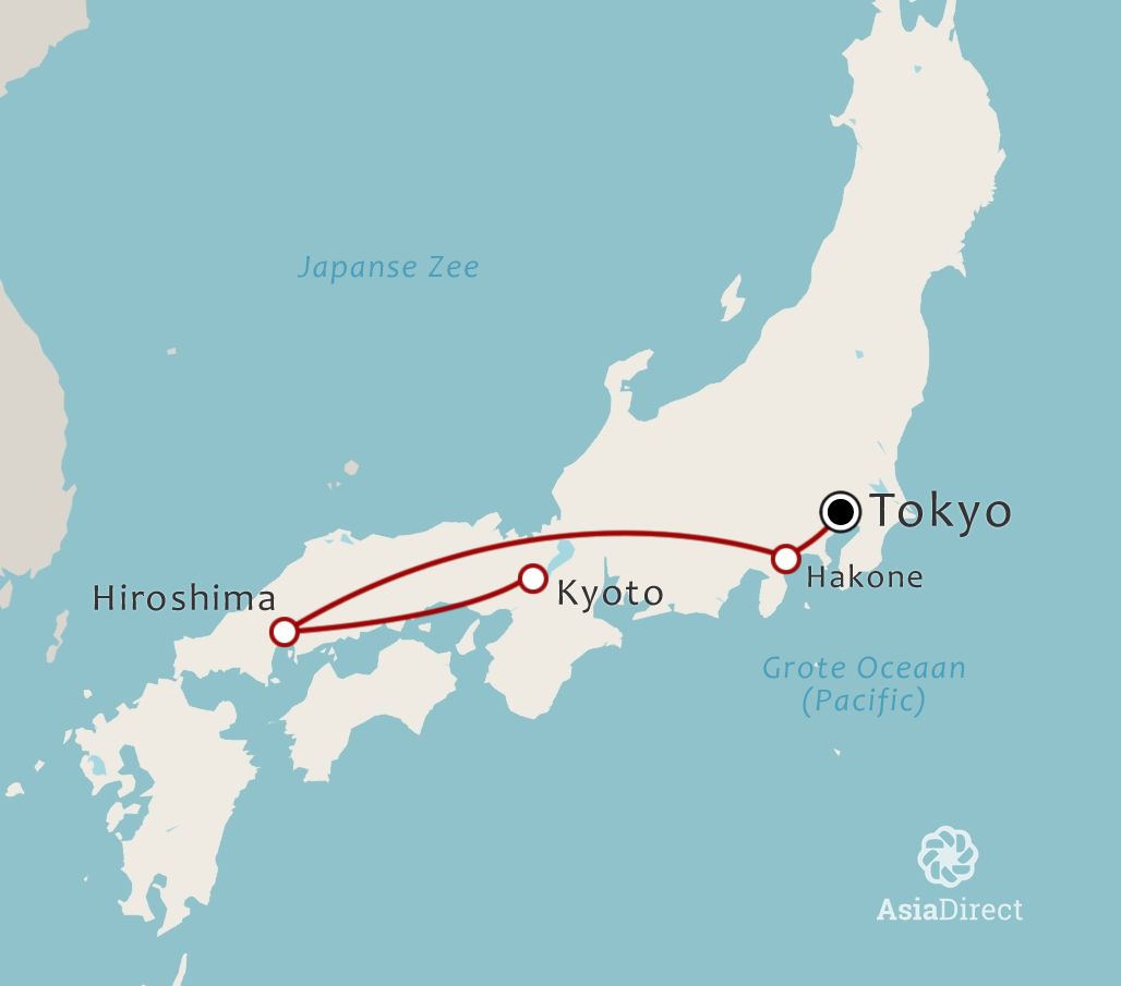 Routekaart 13-Daagse Kennismaking met Japan