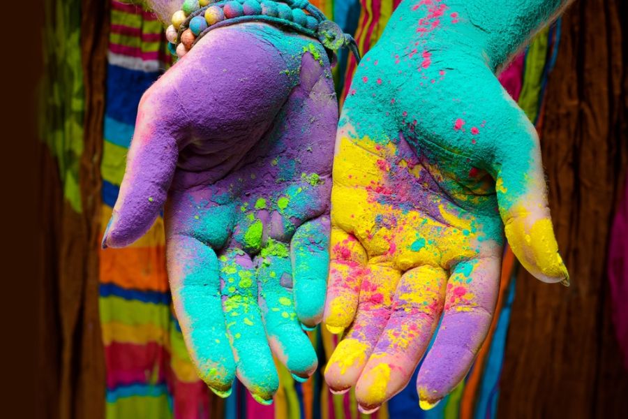 nepal holi festival van de kleuren